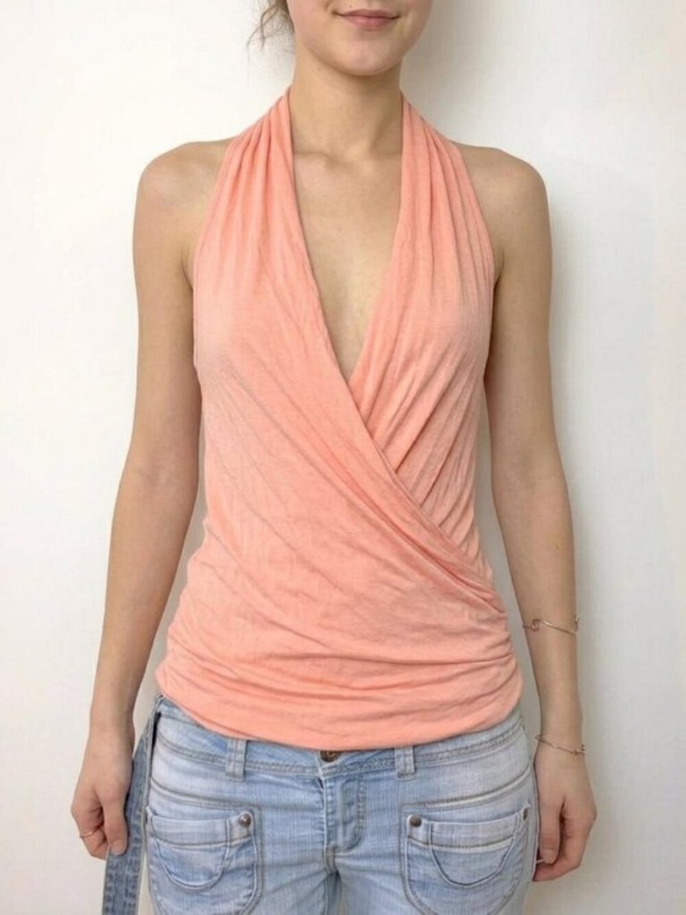 Y2k Aritzia Blouse Deep Surplice Silk Wrap Top Whimsigoth Coquette Fairy Club